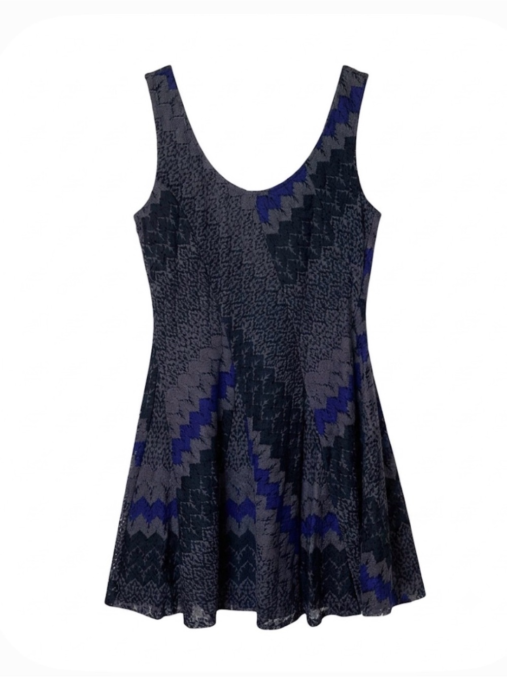 FREE PEOPLE Lined Mini Dress Geometric Print Juniors M Gray Black Purple